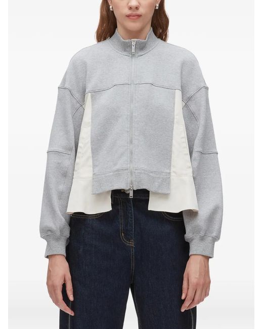 3.1 Phillip Lim White Zip-Up Panelled Sweater