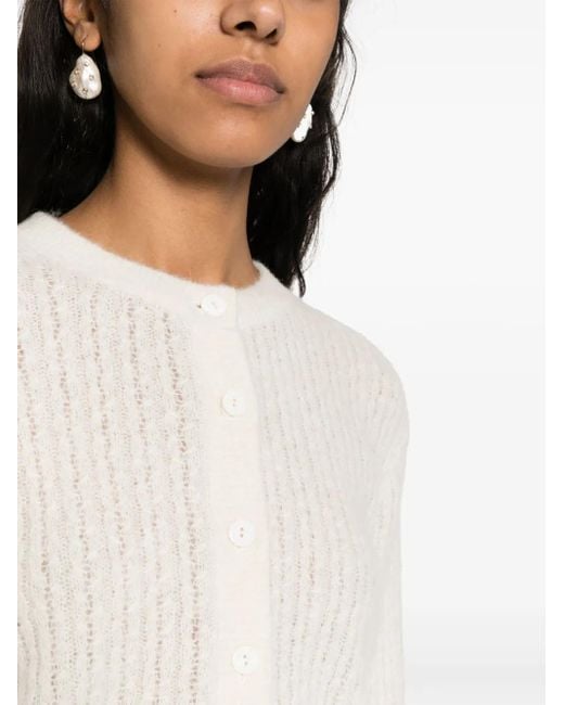 A.P.C. White Milo Cable-Knit Cardigan