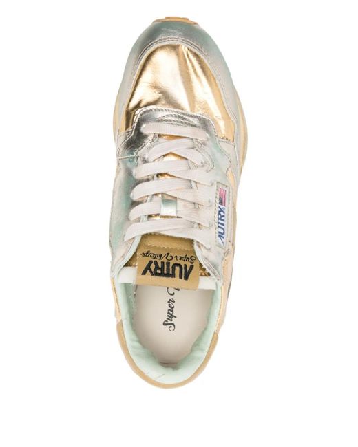 Autry White Metallic-Effect Leather Sneakers