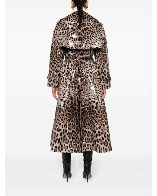 Dolce & Gabbana Natural Mantel mit Leoparden-Print
