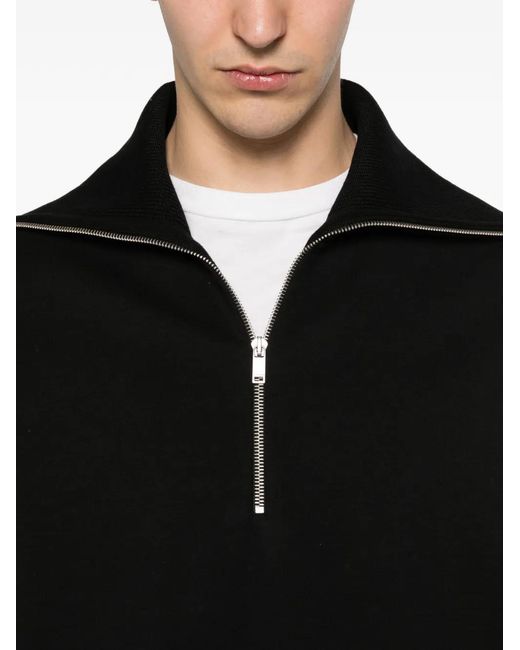 Jil Sander Black Zip-Collar Sweater for men