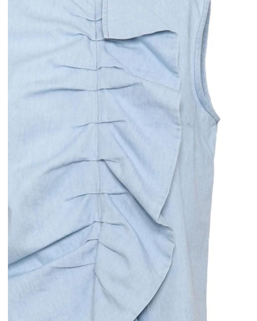 Mazzarelli Blue Barbara Ruffled Denim Top