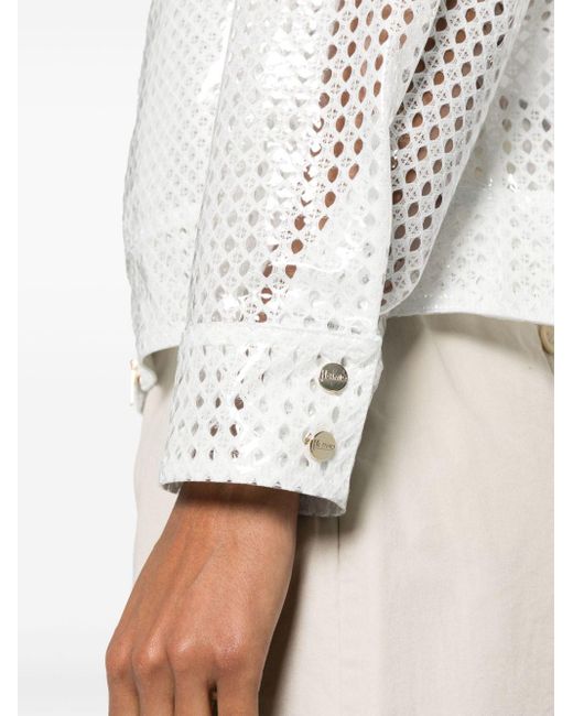Herno White Coated Pattern-lace Hooded Jacket