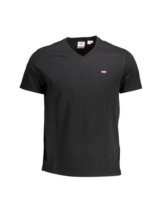 Levi's Black Logo-Patch V-Neck T-Shirt for men