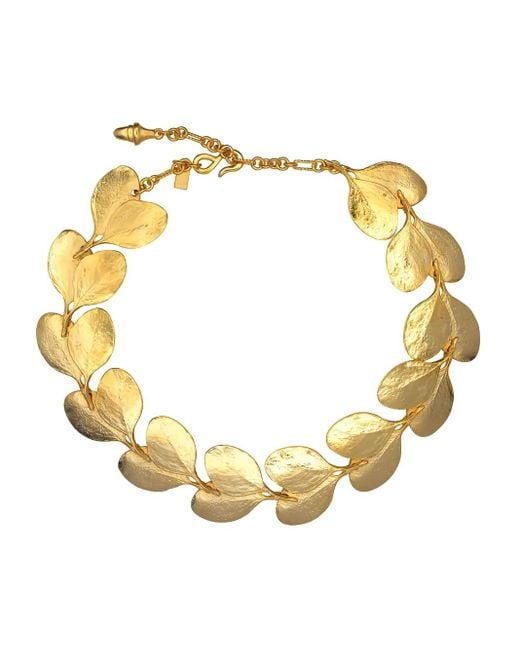 Kenneth Jay Lane Halsketting Met Leaves-Bedel in het Metallic
