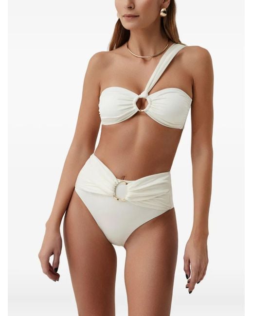 SOFIA ERHAN White One-Shoulder Ring-Detail Bikini