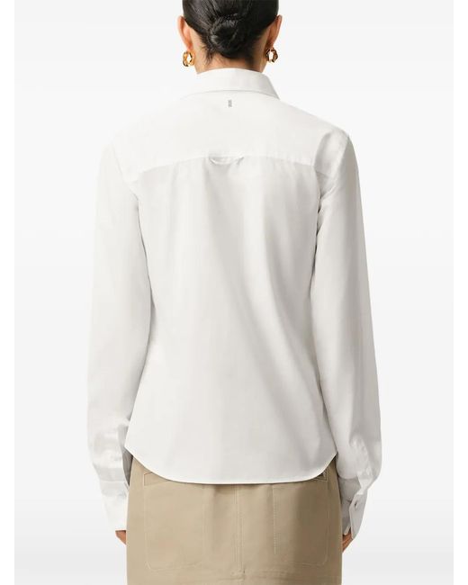 AMI White Blended Silk Sharp Collar Adjusted Shirt