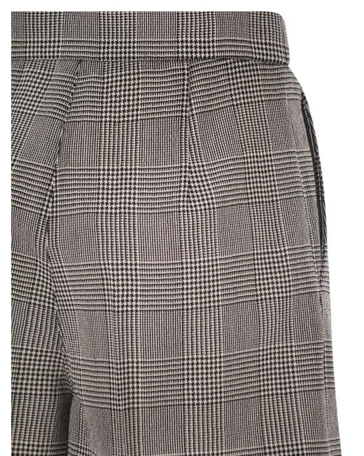 Max Mara Gray Prince Of Wales Check Wool Shorts