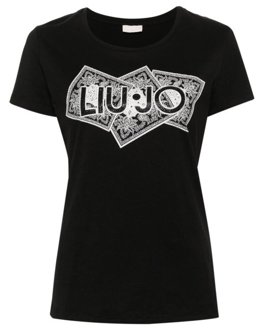 Liu Jo ラインストーン Tシャツ Black