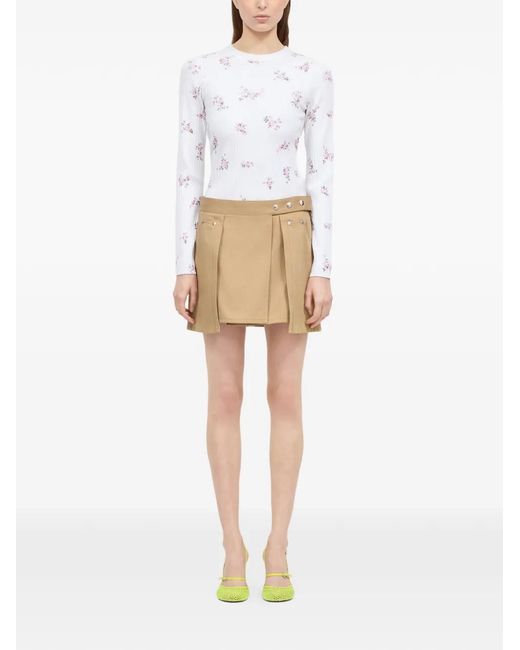 MSGM Natural Button-Details Wrap A-Line Skirt