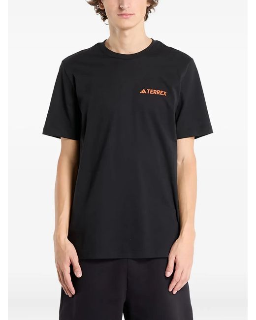 Adidas Black Terrex Logo-Print T-Shirt for men