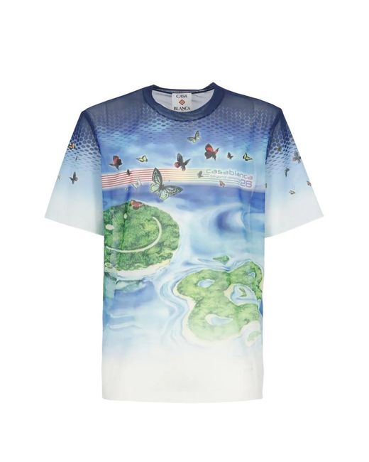 Casablanca Blue Butterfly Print T-Shirt for men