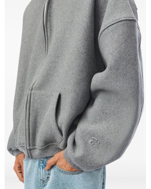Alexander Wang Gray Puff Logo Zip-Up Hoodie for men