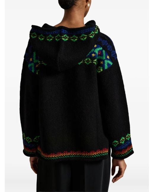 Polo Ralph Lauren Green Bear-Intarsia Hooded Sweater