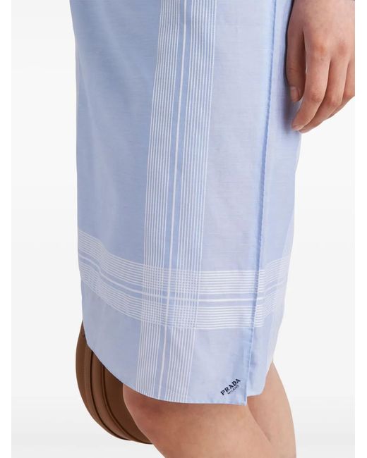 Prada Blue Checked Cotton Mini Skirt