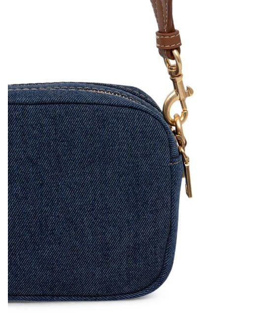 DKNY Blue Logo-Embroidered Denim Mini Bag