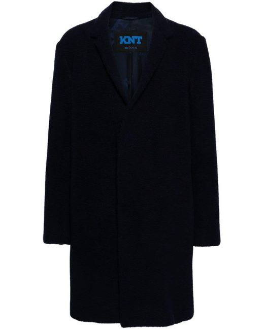 Kiton Blue Single-breasted Fleece Coat for men