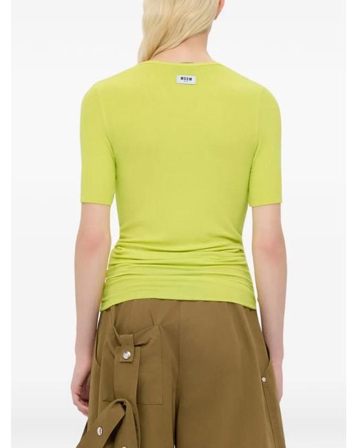 MSGM Yellow T-Shirt À Patch Logo