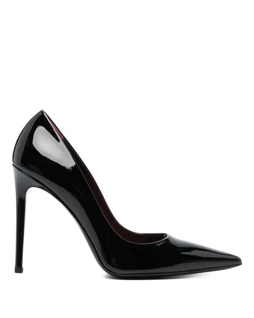 Paris Texas Black Pointed-Toe Leather Pumps