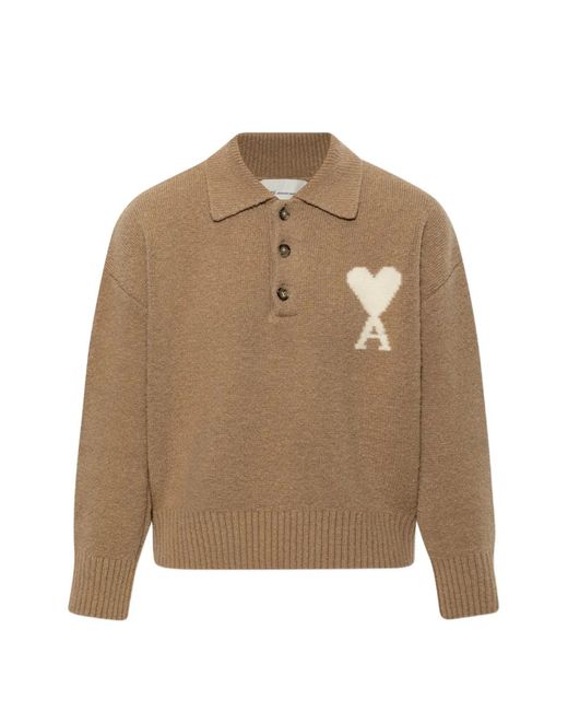 AMI Natural Ami De Coeur Polo Sweater