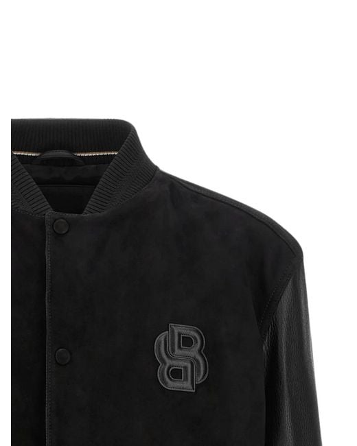 Boss Black Monogram-Patch Bomber Jacket for men