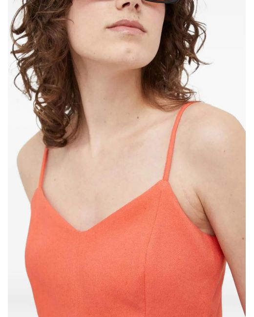 Drykorn Red Zip-Back V-Neck Top