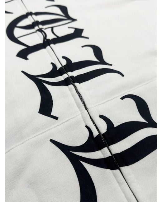 Haculla White Gothic-Print Zip-Up Hoodie for men