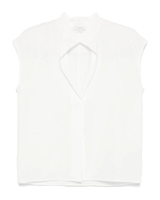 Vince White Voile Cap-Sleeve Blouse