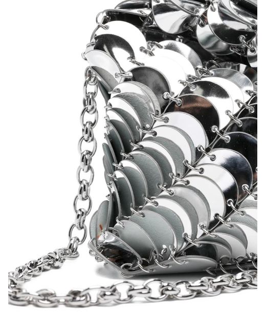 Rabanne White Disc-Detail Chain Shoulder Bag