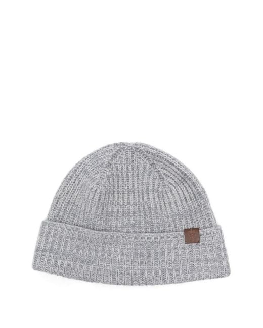 Eleventy Gray Ribbed Cashmere Beanie Hat for men