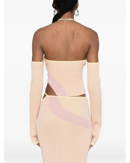 Gcds White Asymmetric Ribbed Comma Top