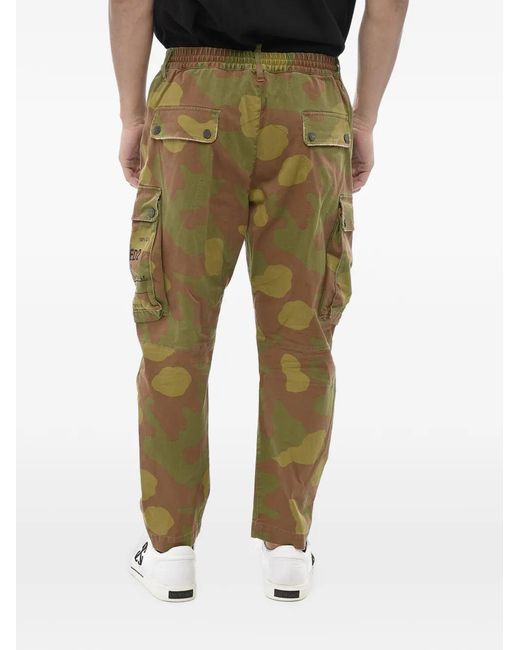 DSquared² Green Camouflage-Print Cargo Pants for men