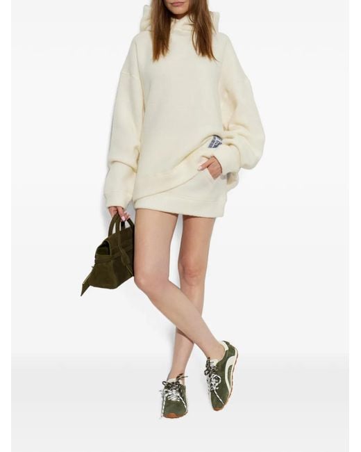 DSquared² White Logo-Patch Wool Hoodie