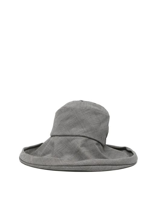 Junya Watanabe Gray Plaid Fedora Hat