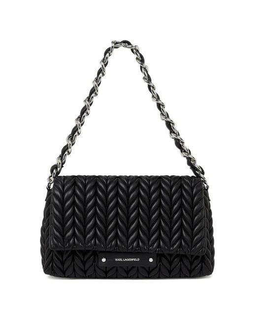 Karl Lagerfeld Black Medium K/Weave Shoulder Bag