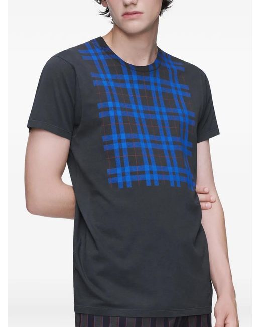 Maison Margiela Black Check-Panel T-Shirt for men