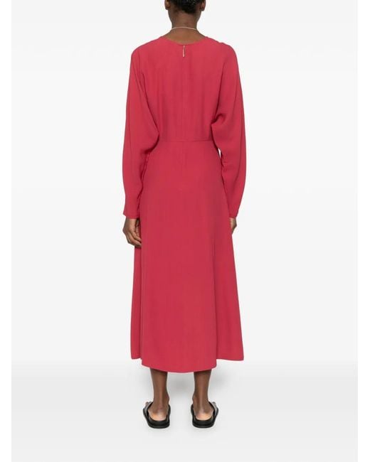 Joseph Red Long-Sleeve Midi Dress