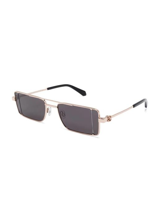 Off-White c/o Virgil Abloh Gray Rectangle-Frame Sunglasses