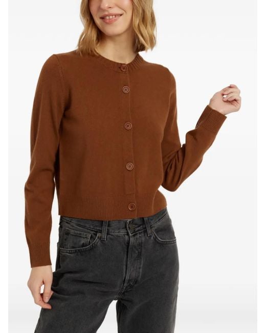 Chinti & Parker Brown Basics Crew-Neck Button-Up Cardigan
