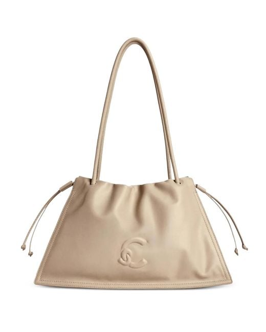 Coccinelle Natural Dulse Logo-Embossed Medium Shoulder Bag