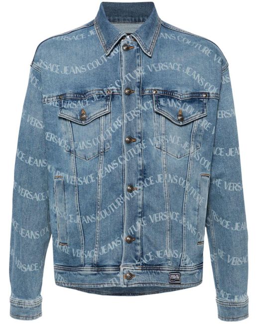 Versace Blue Logowave Denim Jacket for men