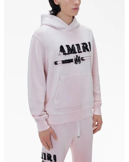 Amiri Pink Logo-Embellished Hoodie for men
