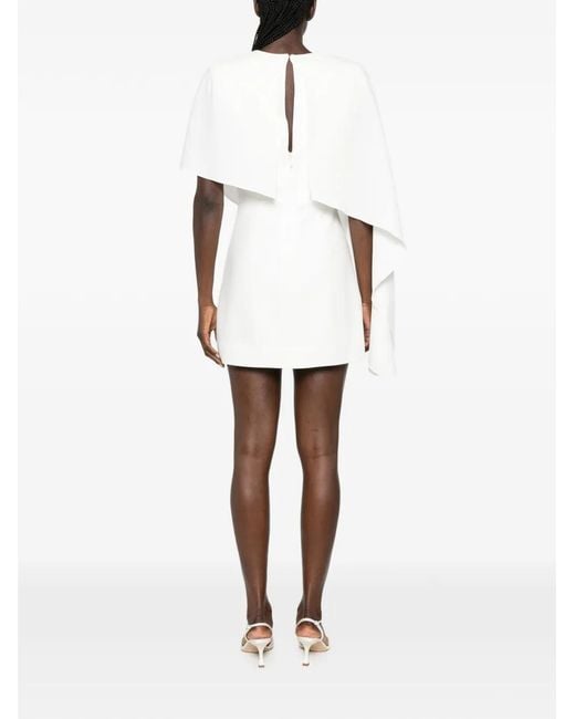 Rachel Gilbert White Amari Cape-Detail Mini Dress