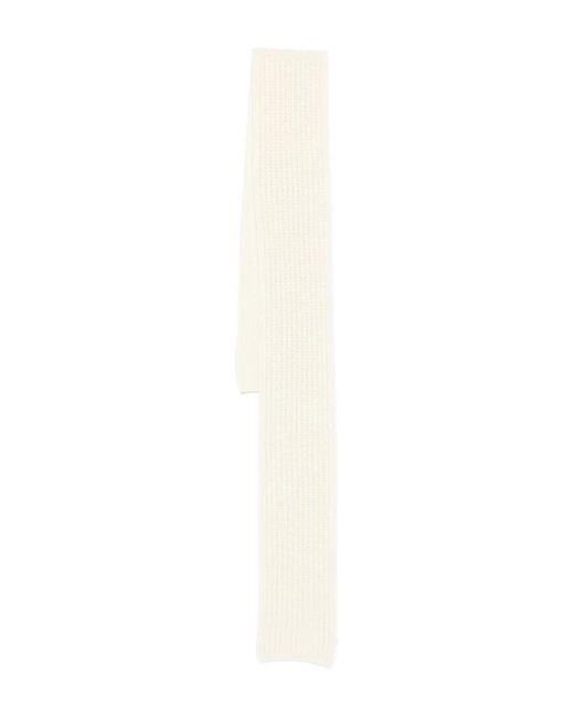 Moncler White Ribbed Cashmere Scarf