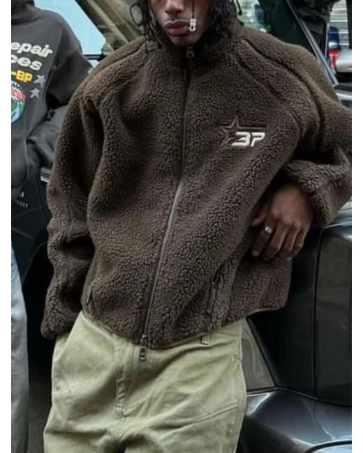 BROKEN PLANET Brown Half-Zip Fleece Jacket