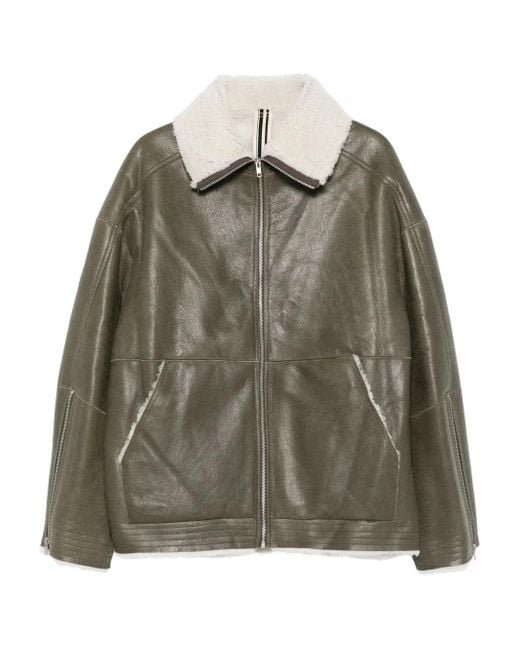 Mordecai Brown Shearling-Collared Leather Jacket for men