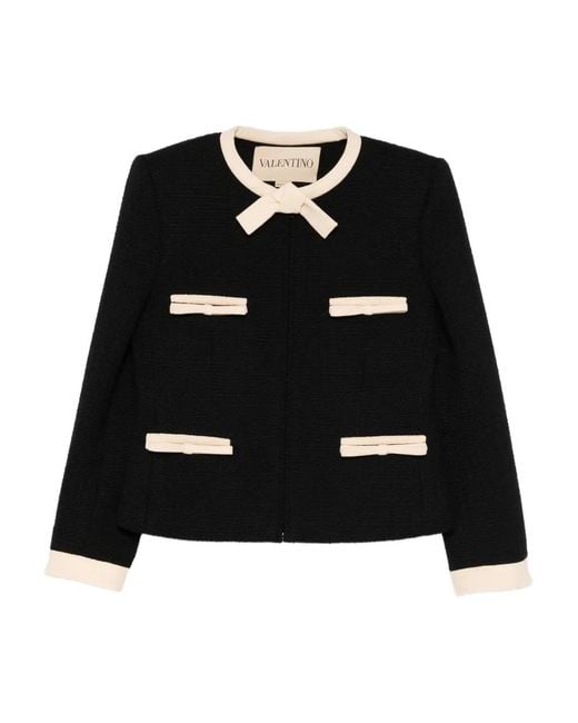 Valentino Garavani Black Plain Tweed Jacket