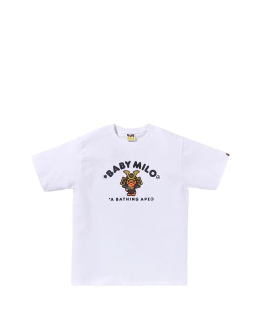 A Bathing Ape White T-Shirt Kabuto Baby Milo À Imprimé Graphique for men