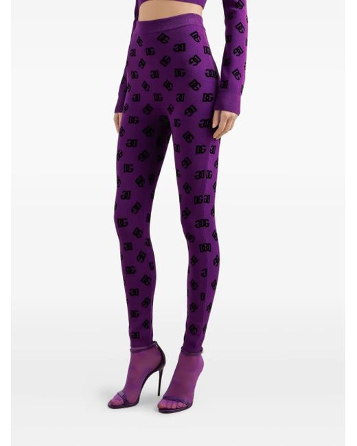 Dolce & Gabbana Purple Logo Legging