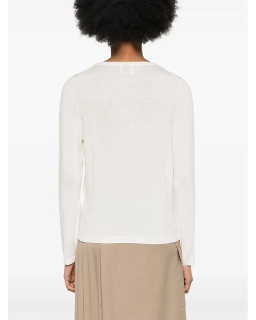Allude White Fine-Knit Virgin Wool Jumper